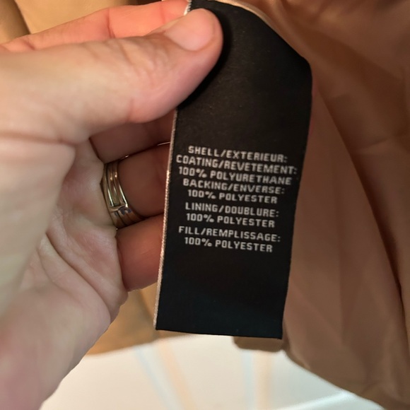 7 For All Mankind Tan Faux Leather Puffer Jacket - Picture 7 of 7